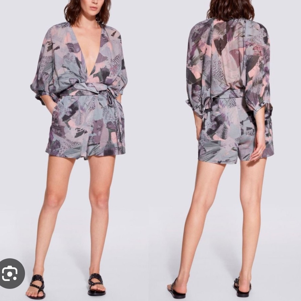 IRO Women's Ceran Romper in Black Multicolor 100% Cotton Size 36 (US 4) Designer
